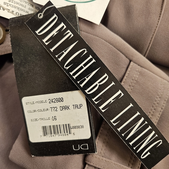 Vintage - NWT Utex Design - Removable Lining Dark Mauve Trench Coat - Size 16 - Picture 9 of 14